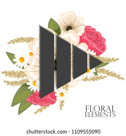 Floral background design with geometric elements. Abstract vector illustration