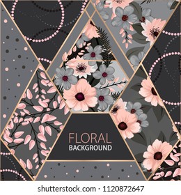 Floral background design with geometric elements