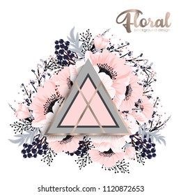 Floral background design with geometric elements