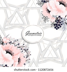 Floral background design with geometric elements