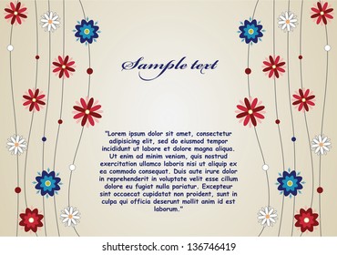 Floral background design with three types of flower