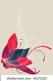 Floral background design in vibrant colorful shades of red and green