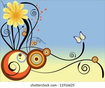A floral background designed in Illustrator.  Vector format can be enlarged to any size.