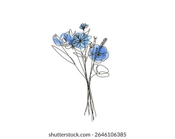 Floral background ditsy garden . Botanical nature boho vintage plant bouquet , minimal decoration