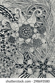 floral background with doddle concept