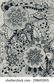 floral background with doddle concept