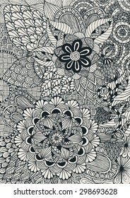 floral background with doddle concept