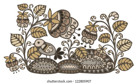  Floral background drawn by hand