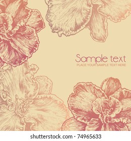 floral background. engraved retro style. vector illustration
