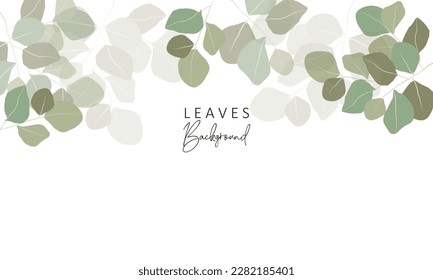 floral background with eucalyptus leaves. Greenery frame. Rustic style. For wedding, birthday, party, save the date. Vector illustration. Watercolor style