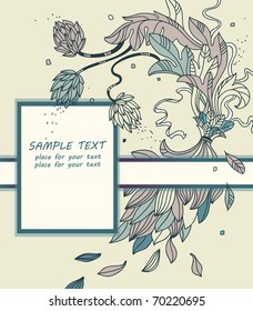 floral background with fantasy flowers and the place for your text