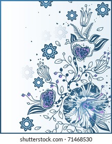 floral background  with fantasy hand drawn flowers