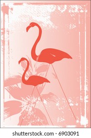floral background with flamingo