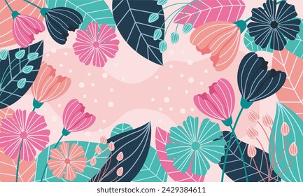 floral background flat design template 