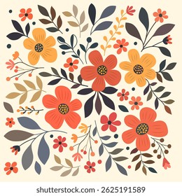 Floral background. Flat vector illustration.