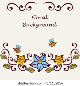 Floral background. Flourish invitation card.