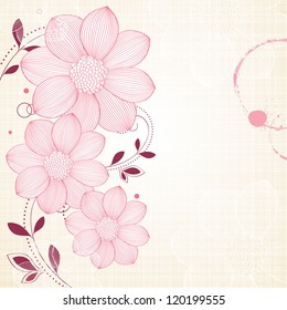 Floral background with flower dahlia. Element for design. Vector illustration.