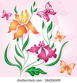 Floral background with flower iris