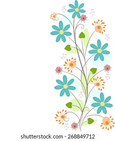 floral Background with flower, leaf and dandelion isolated on white