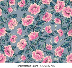 Fondo floral. El ramo de rosa de las flores está perfectamente decorado con el borde de la garganta. Diseño de marco de tarjeta de saludo floral de primavera brillante