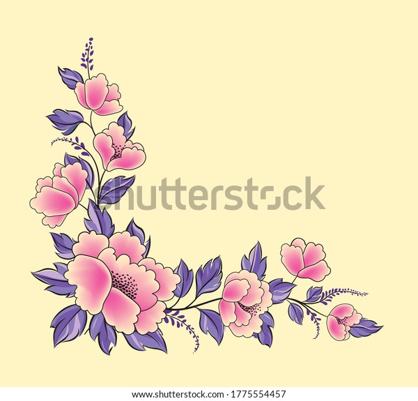 Floral\
background. Flower rose bouquet  decorative garland border.\
Flourish spring floral greeting card frame\
design
