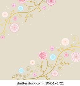 Floral background. Flowers. Border. Vector illustration. Pink.