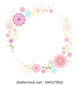Floral background. Flowers. Border. Vector illustration. Pink.