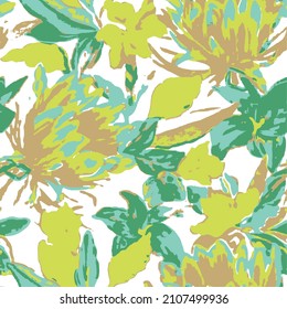 Floral background  flowers. geometric line drawing. Botanical seamless pattern. Summer fashionable design hand painted retro 