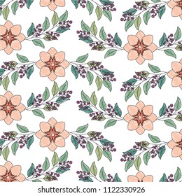 floral background flowers leaves berry decoration