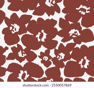 floral background flowers line botanical seamless pattern. summer minimal style background in of palm leaves background for textile, fabric, wallpaper. Vector art brown white