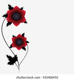 Floral background with flowers red anemones.