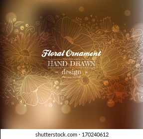 Floral Background with Flowers, Vector Illustration. Blurred Soft Background.