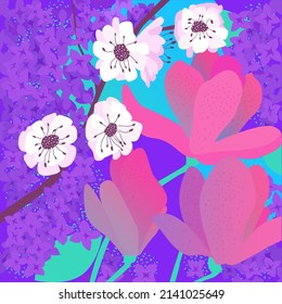 Floral background, flowers wallpaper, violet beautiful spring pattern