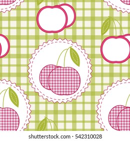 Floral background with folk cherry. Seamless Easter vector pattern for cushion, pillow, bandanna, silk kerchief or shawl fabric print. Texture for clothes, bedclothes. Embroidery patchwork stylization