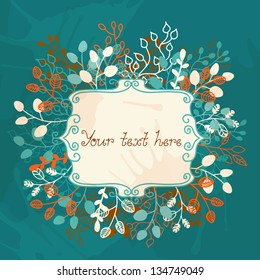 Floral background with frame and a place for text - vector