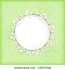 Floral background with frame. Vector illustration.