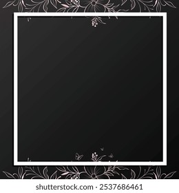 Fundo floral, quadro floral e bordo de flor silvestre, linha