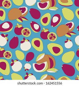 Floral background with  fruit harvest  in vector . Seamless pattern.