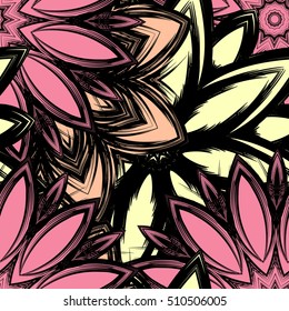 Floral background. Full seamless flower ornament for printing, textile, art design. Decorative vector backdrop. Color.