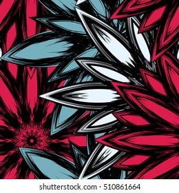 Floral background. Full seamless flower ornament for printing, textile, art design. Decorative vector backdrop. Color.