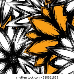Floral background. Full seamless flower ornament for printing, textile, art design. Decorative vector backdrop. Color.