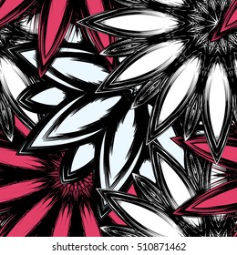Floral background. Full seamless flower ornament for printing, textile, art design. Decorative vector backdrop. Color.