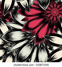 Floral background. Full seamless flower ornament for printing, textile, art design. Decorative vector backdrop. Color.