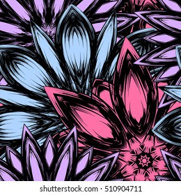 Floral background. Full seamless flower ornament for printing, textile, art design. Decorative vector backdrop. Color.