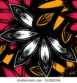 Floral background. Full seamless flower ornament for printing, textile, art design. Decorative vector backdrop. Color.