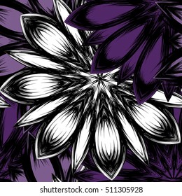 Floral background. Full seamless flower ornament for printing, textile, art design. Decorative vector backdrop. Color.