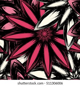 Floral background. Full seamless flower ornament for printing, textile, art design. Decorative vector backdrop. Color.