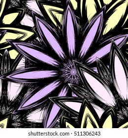 Floral background. Full seamless flower ornament for printing, textile, art design. Decorative vector backdrop. Color.