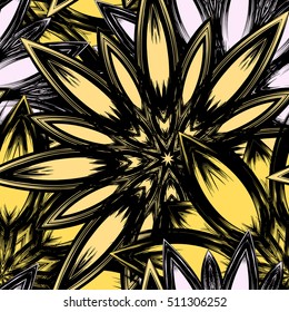 Floral background. Full seamless flower ornament for printing, textile, art design. Decorative vector backdrop. Color.