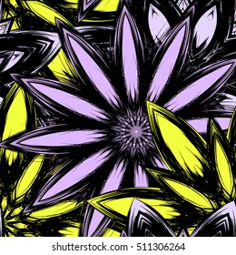 Floral background. Full seamless flower ornament for printing, textile, art design. Decorative vector backdrop. Color.